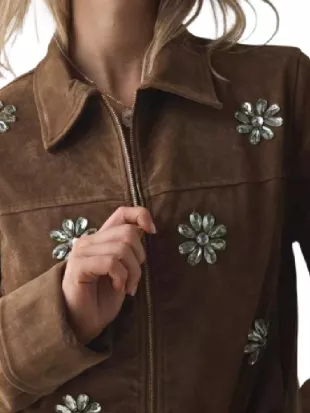 Beyond the Gates 2026 Camryn Jade Embellished Suede Jacket