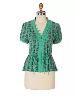 Intarsia Rose Cardigan Sweater