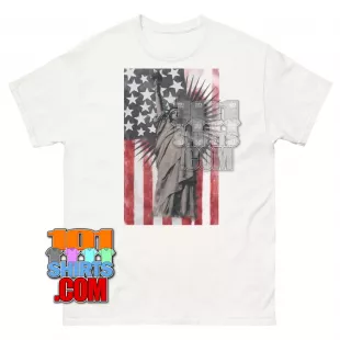 Grown Ups Movie Lenny Feder Adam Sandler Statue of Liberty American Flag T-Shirt