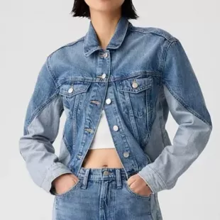 Color Block Icon Denim Jacket