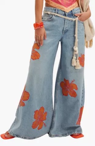 Palisades Flower Power Wide Leg Jeans