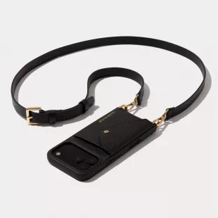 Hailey Crossbody Phone Case in Black/Gold