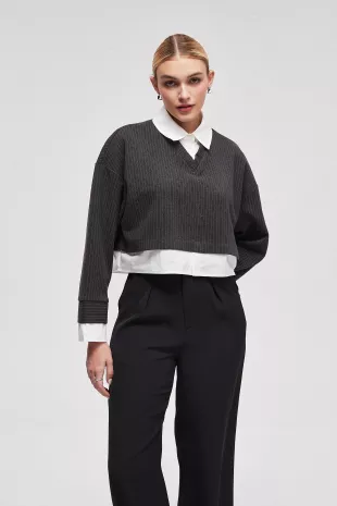 Pinstriped Layered Sweater