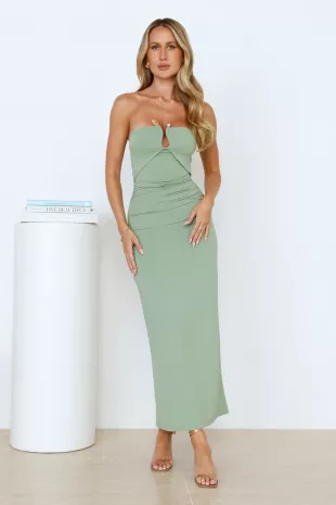 Stylish Days Strapless Maxi Dress Sage