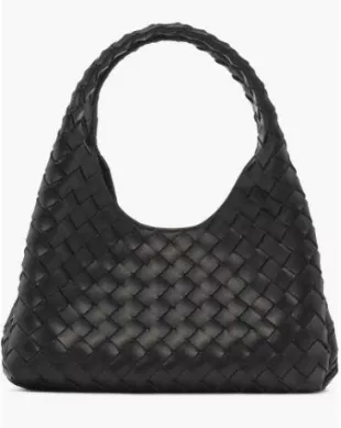 Black Woven Leather Shoulder Bag