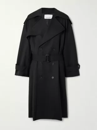 Dursley Oversized Double-Breasted Belted Woven Trench Coat