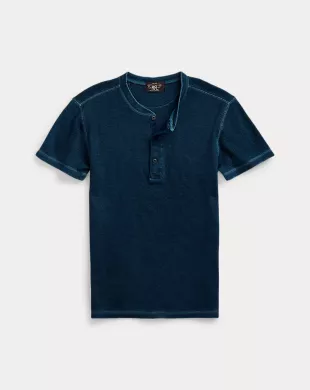 Waffle-Knit Short-Sleeve Henley Shirt