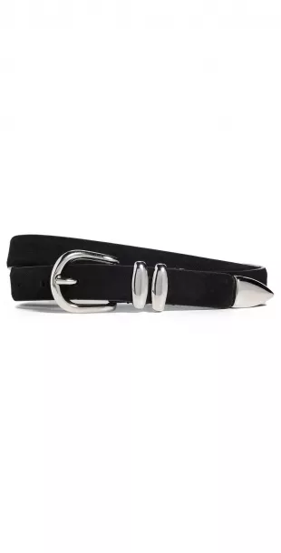 Skinny Double Fastener Leather Belt