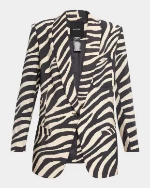 Zebra Shawl Collar Oversized Blazer