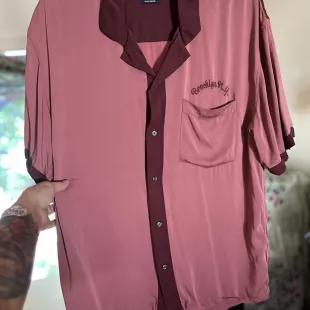Men's Pink and Burgundy Shirt