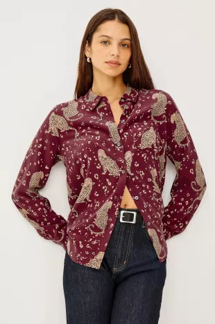 Kate Shirt in Oxblood Leopard