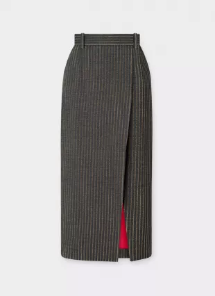 Skirt in Pinstripe Wool