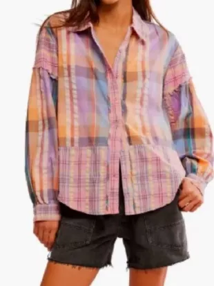 Its Not Like That Leven Miranda Pink Plaid Shirt