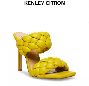 Kenley Citron Yellow Open Square Toe Mule