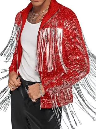 American Idol S24 Jorr Red Fringe Jacket