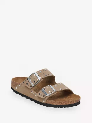 Taupe Arizona Rivet Suede Sandals