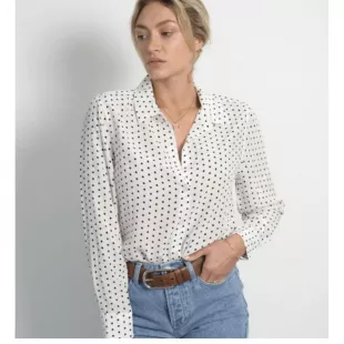 Women's White and Black Blouse