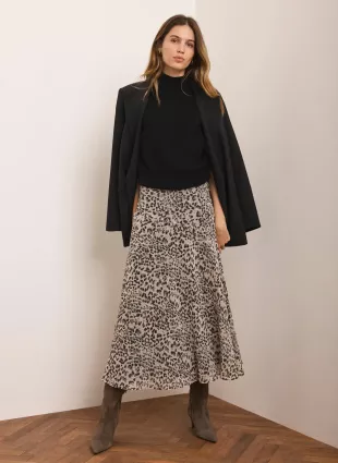 Leopard Print Midi Skirt