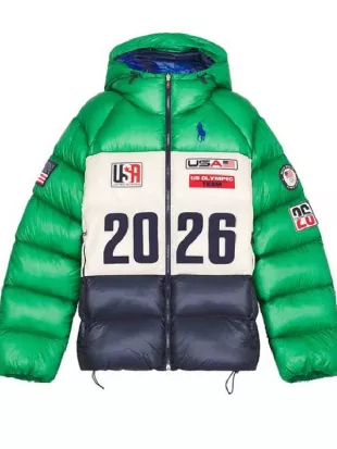 Today Show Craig Melvin Green & Blue Team USA Puffer Jacket