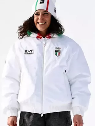 Winter Games 2026 Federica Brignone Team Italy EA7 White jacket