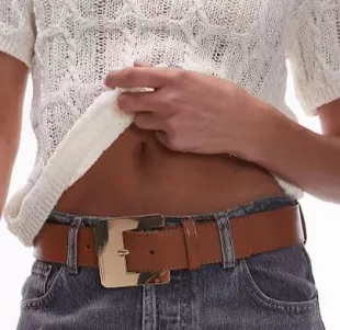 Large Square Buckle Leather Belt