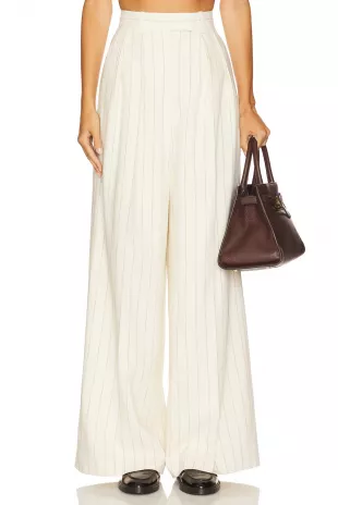 Lou Trouser in Cream & black Stripe