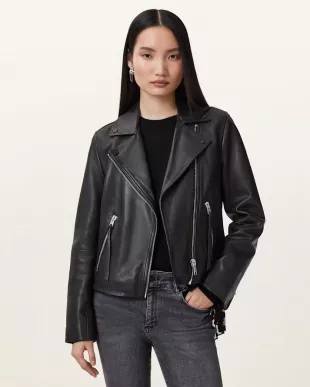 Dalby Slim Fit Leather Biker Jacket