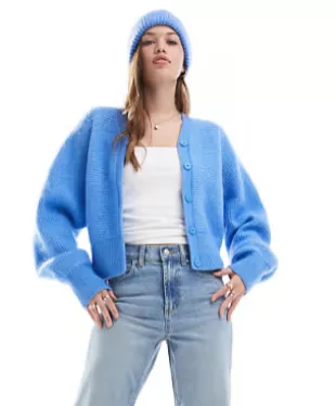 Mohair & Wool Blend Hairy Knit Cardigan