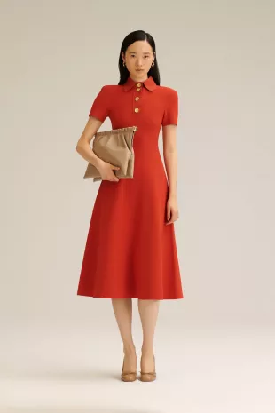Crepe Knit Poppy Shirt Dress