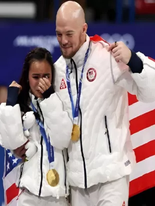 Winter Olympic 2026 Ellie Kam White Bomber Jacket