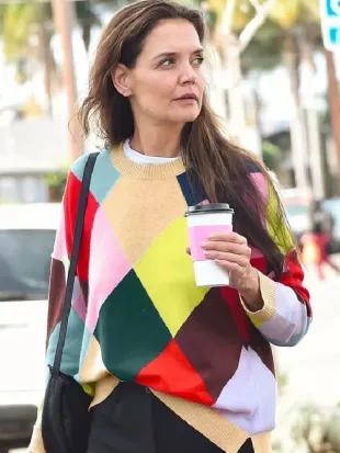 Katie Holmes Argyle Sweater