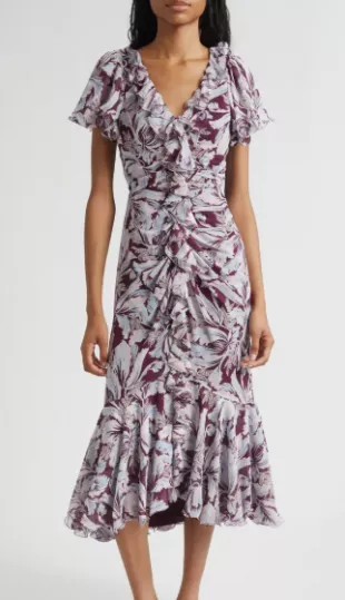 Clio Dress in Deep Plum Multi