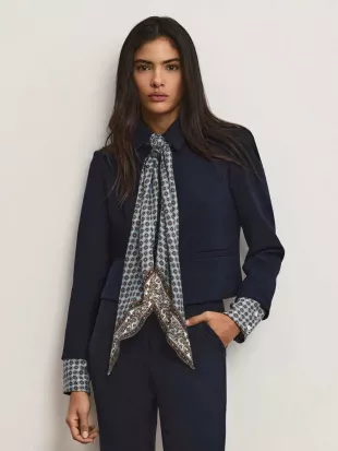 Ismena Removable Scarf Jacket Navy