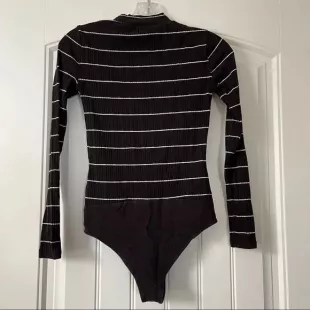 Ribbed Striped Mock Neck Bodysuit