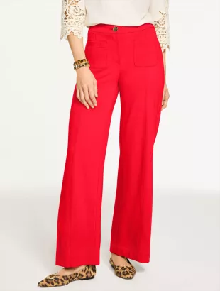 Wide Leg Ponte Pants in Red Pop