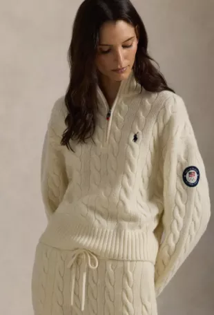 Team USA Cable Stitch Half Zip Pullover