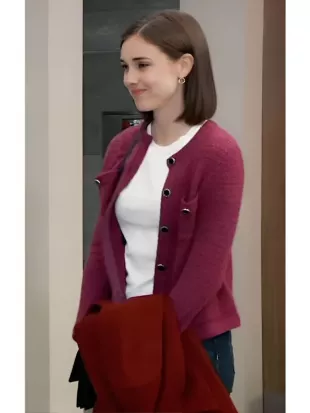 General Hospital S63 Katelyn MacMullen Pink Textured Cardigan
