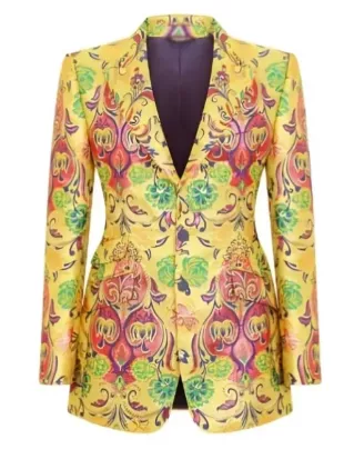 Hollywood Squares S02 Rupaul Charles Yellow Print Blazer