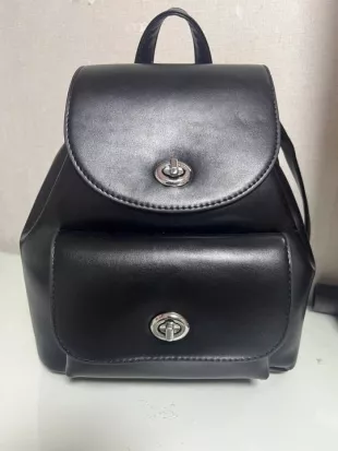 Black Leather Mini Backpack