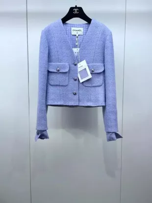 24A Lilac V-Neck Tweed Jacket