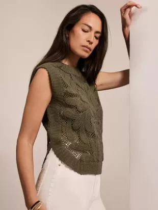 Mint Velvet Floral Open Knit Top