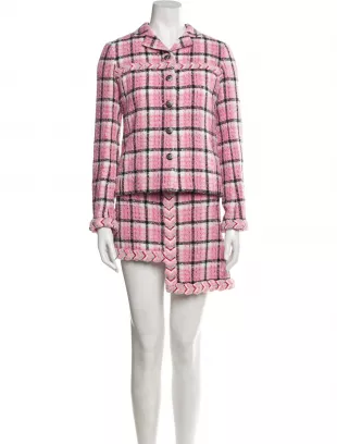 2024 Plaid Print Skirt Suit
