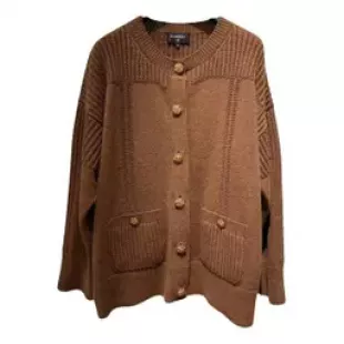 24A Workshop Brown Camellia Button knit Cardigan Sweater
