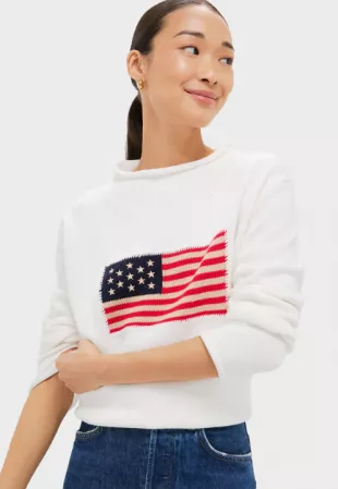 Ivory Cotton Americana Sweater