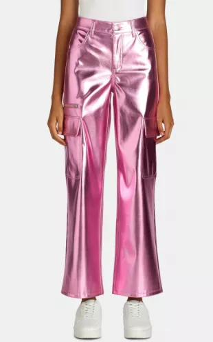 High Rise Metallic Cargo Pants