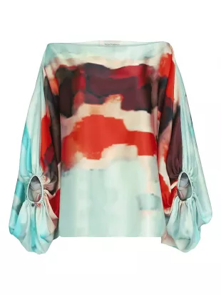 Bellagio Silk Off-The-Shoulder Blouse