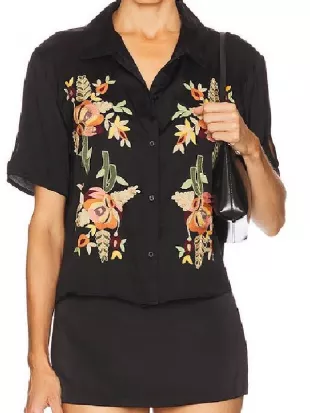 The Young & Restless Claire Grace Newman Black Floral Shirt