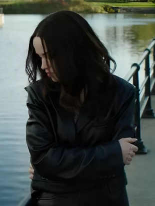 56 Days S01 Dove Cameron Black Leather Blazer