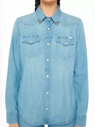 Shrinking S03 Christa Miller Western Denim Shirt