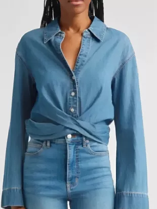 The View 2026 Sara Haines Twist-Front Denim Shirt